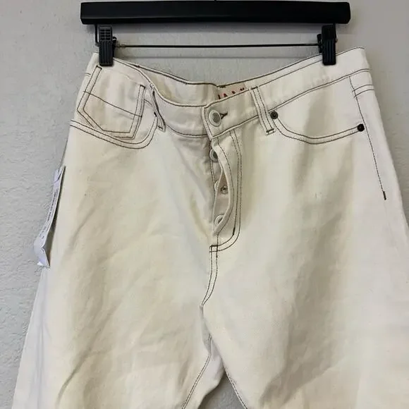 NWT MARNI Raw Cotton Drill White Size 29 Contrast Stitch Straight Leg Jeans